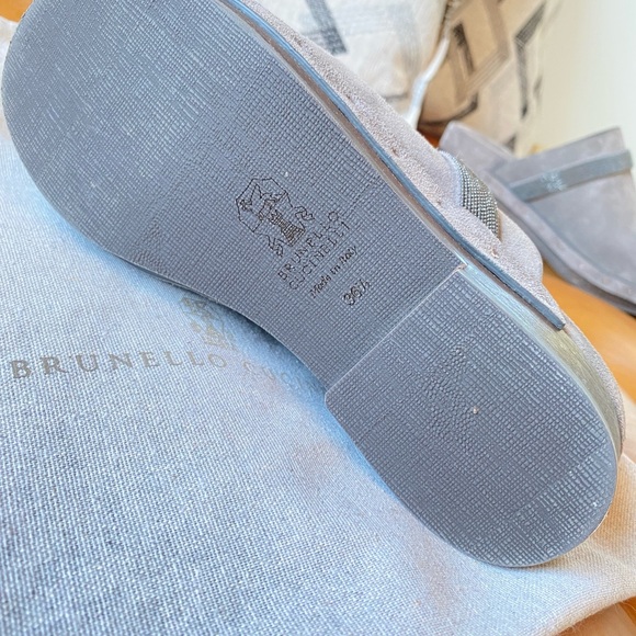 BRUNELLO CUCINELLI Bead-embellished suede clogs - Picture 8 of 13